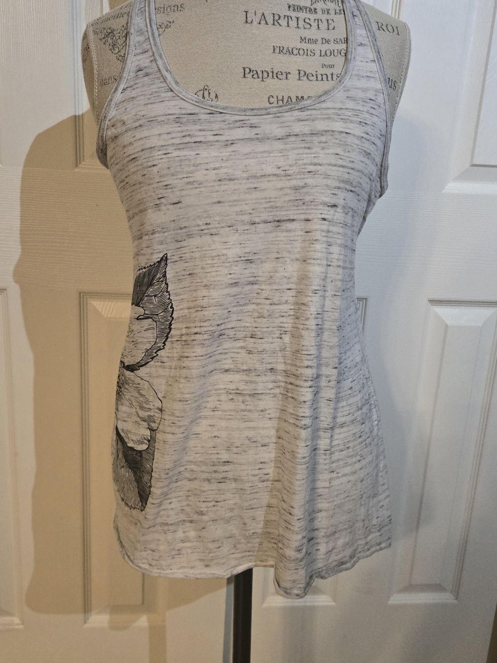 Bella Canvas Light Gray Scoop Neck Tank with Floral Side Print